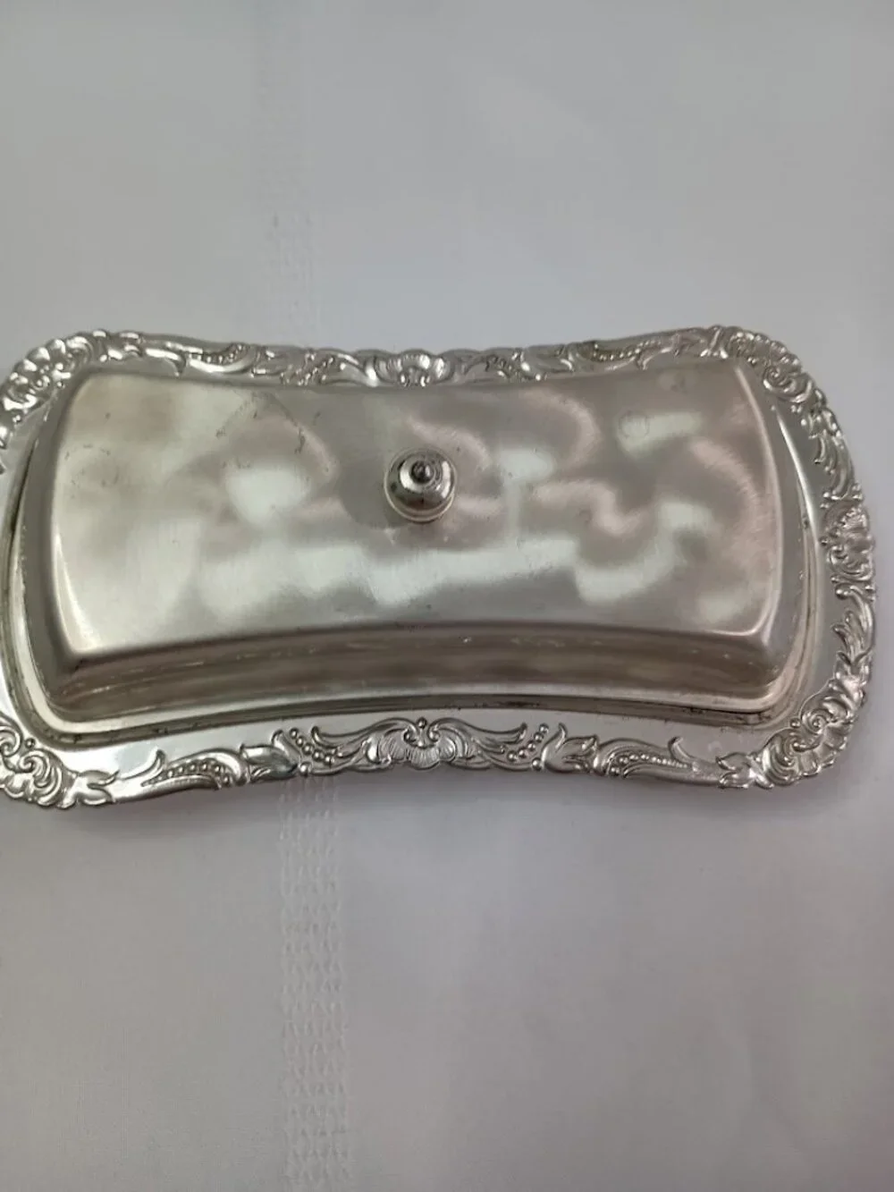 Vintage WMF Ikora Silver Plated Butter Dish with Swirl Brushed Finish